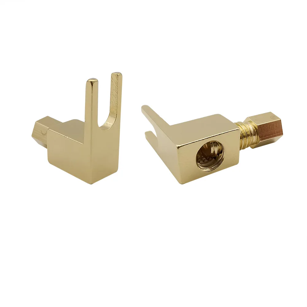 Adattatore Audio con spina a Banana ad angolo retto da 4mm placcato in oro Y Fork spina a Banana da 4mm Audio altoparlante HiFi vite connettore per