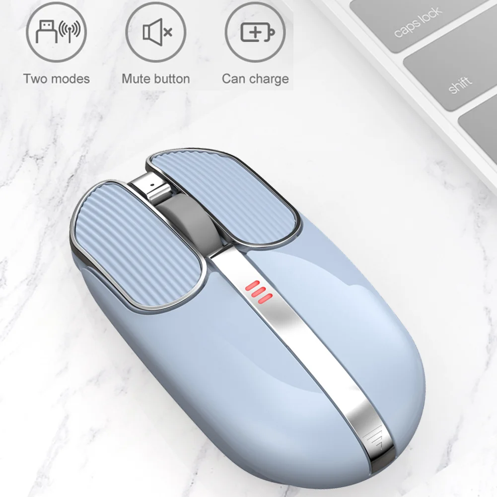 

2400dpi optical mouse, wireless, charging, mute, adjustable, battery level, visible