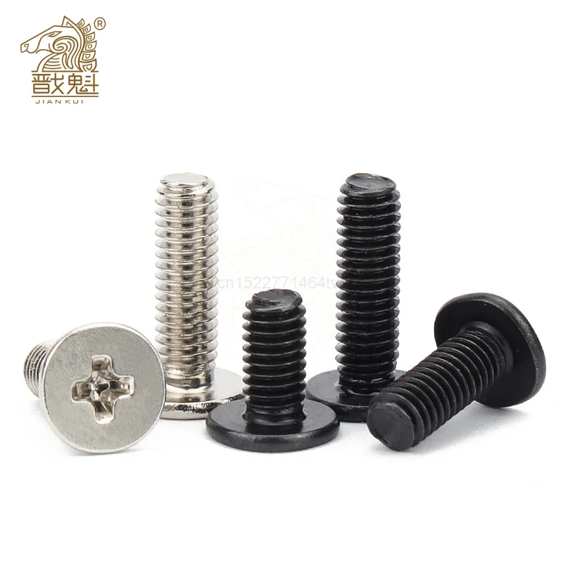 

10/20/50pcs Black 304 Stainless Steel Cross Phillips Thin Super Low Flat Wafer Head Screw Bolt CM M1.4 M1.6 M2 M2.5 M3 M4 M5 M6