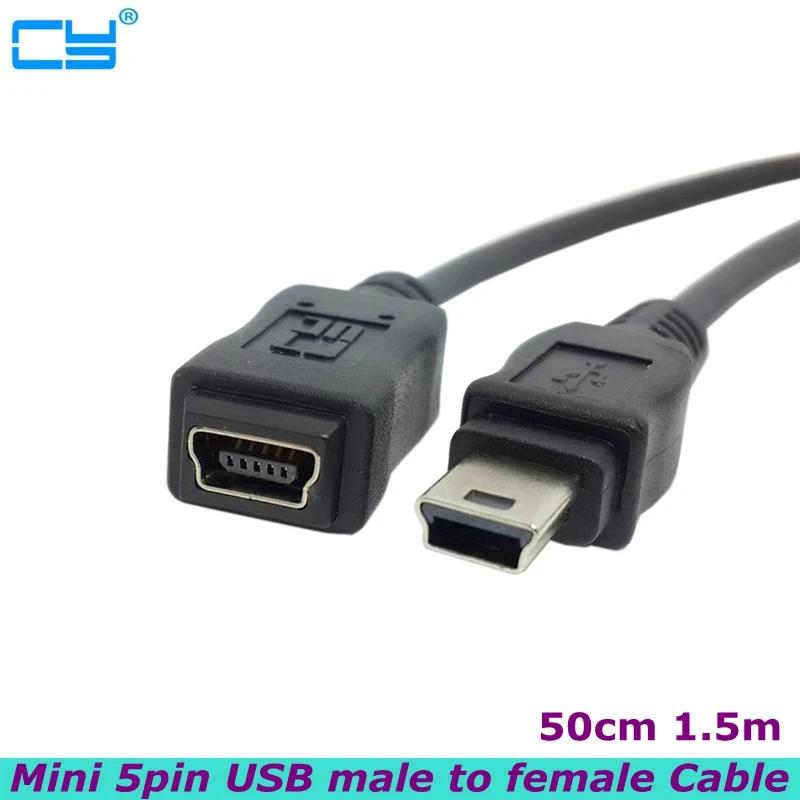 Câble d'extension de chargement de données mâle-femelle, Mini USB à 5 broches, adapté à la conduite, enregistreur, navigateur GPS, téléphone portable MP3 MP4