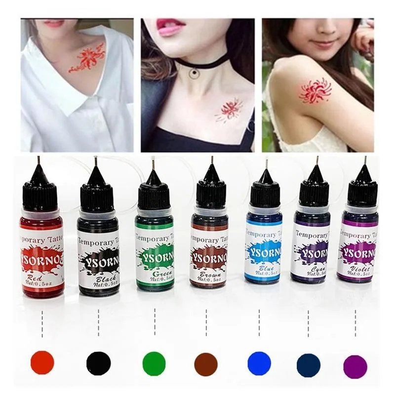 7 Color Waterproof Tattoo Cream For Women Men Diy Fake Freckles Art Painting Ink Semi Permanent Temporary Henna Tattoos 10ml