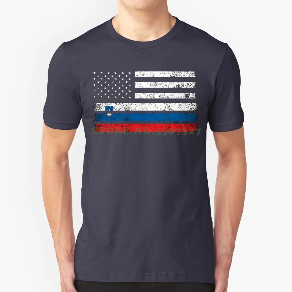 Summer Fashion Funny Print Tshirts Slovenian American Flag-Usa Slovenia Shirt