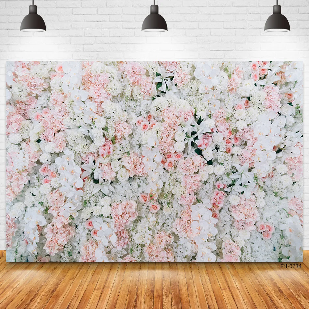 Wedding Ceremony Party Photocall Flower Wall Photography Backdrops Floral Photographic Background For Baby Birthday Photo Studio