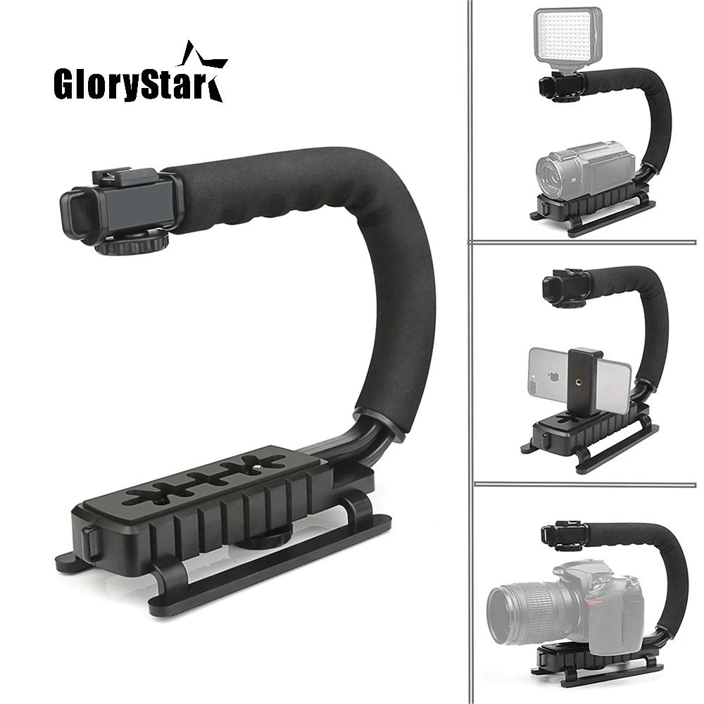 U C Shaped Holder Grip Video Handheld Stabilizer for DSLR Nikon Canon Sony Camera and Light Portable SLR Steadicam for Gopro U