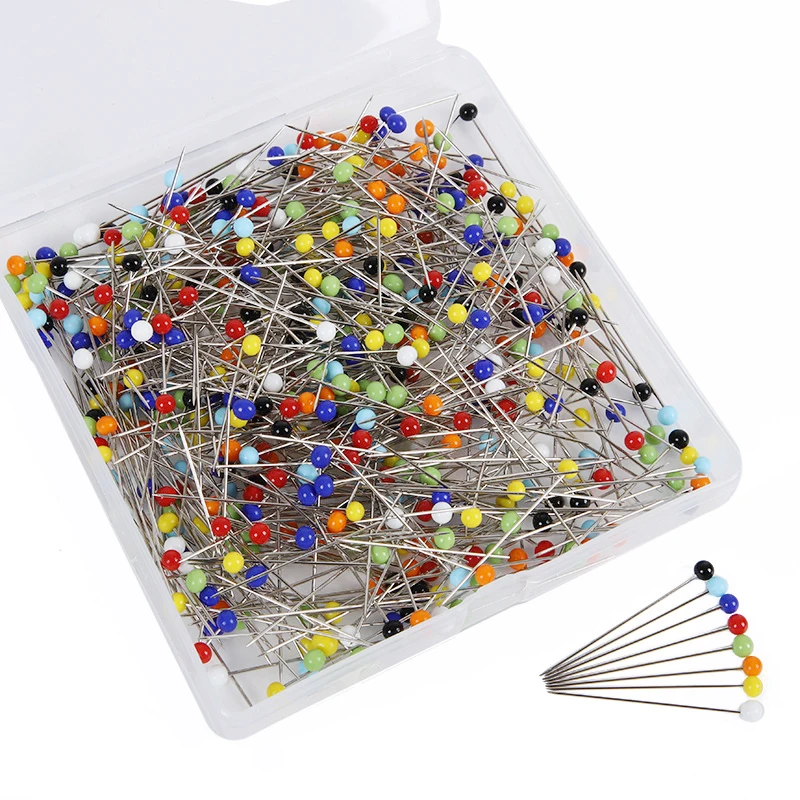 100Pcs/box Colorful Round Pearl Head Small Long Dressmaking Pins Sew Needles Stitch Sewing Markers Sewing Tools Craft DIY