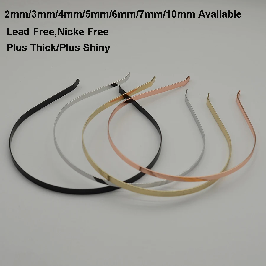 10PCS 2mm 3mm 4mm 5mm 6mm 7mm 10mm Metal Hair Headbands with Bent Ends Plain Base Wire Hairbands for DIY Crown Hair Jewelry