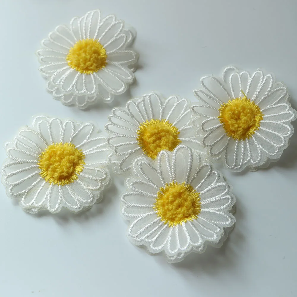 5-teiliges DIY-Set mit 2-lagigen Blumen-Aufnähern für Kleidung, Stickerei, Blumen-Applikationen, Kleidung, Taschen, dekorative Aufnäher, Nähzubehör – Detail 6