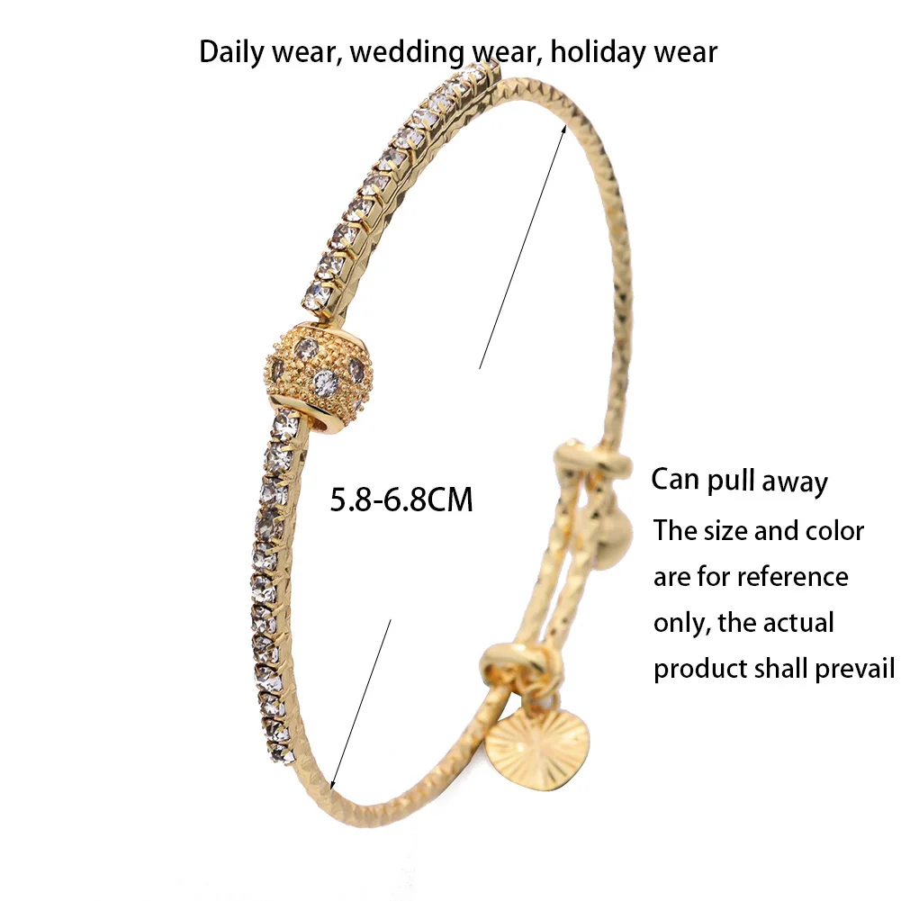 4pcs/set 24K Gold Color Dubai Wedding Bangles For Women Micro Inlay Jewelry Nigeria Wedding Bracelets Jewelry Party Gifts