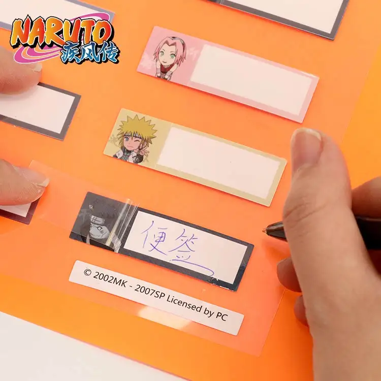 Brdwn-pegatinas de nombre de Cosplay de NARUTO, etiquetas impermeables para álbum de recortes, papelería escolar, autorización oficial