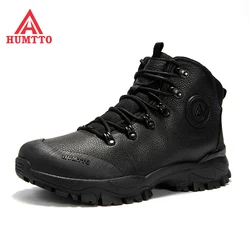 HUMTTO-Chaussures de Randonnée Respirantes pour Homme, Bottes en Cuir Imperméables pour l'Extérieur, l'Escalade, le Trekking, l'Hiver