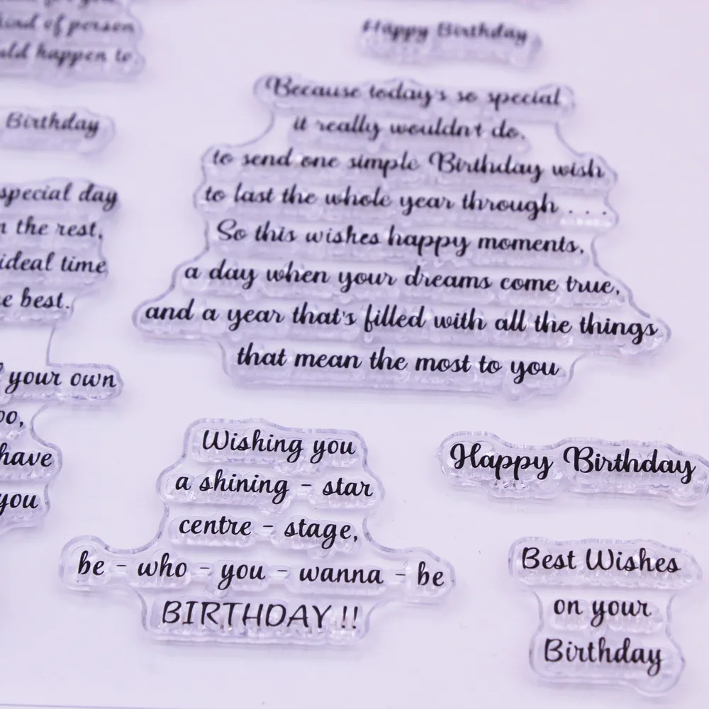 Alinacutle Birthday Sentiment Stamp CLEAR STAMPS Scrapbooking Handmade Card Album Paper Craft Rubber Transparent Silicon Stamp