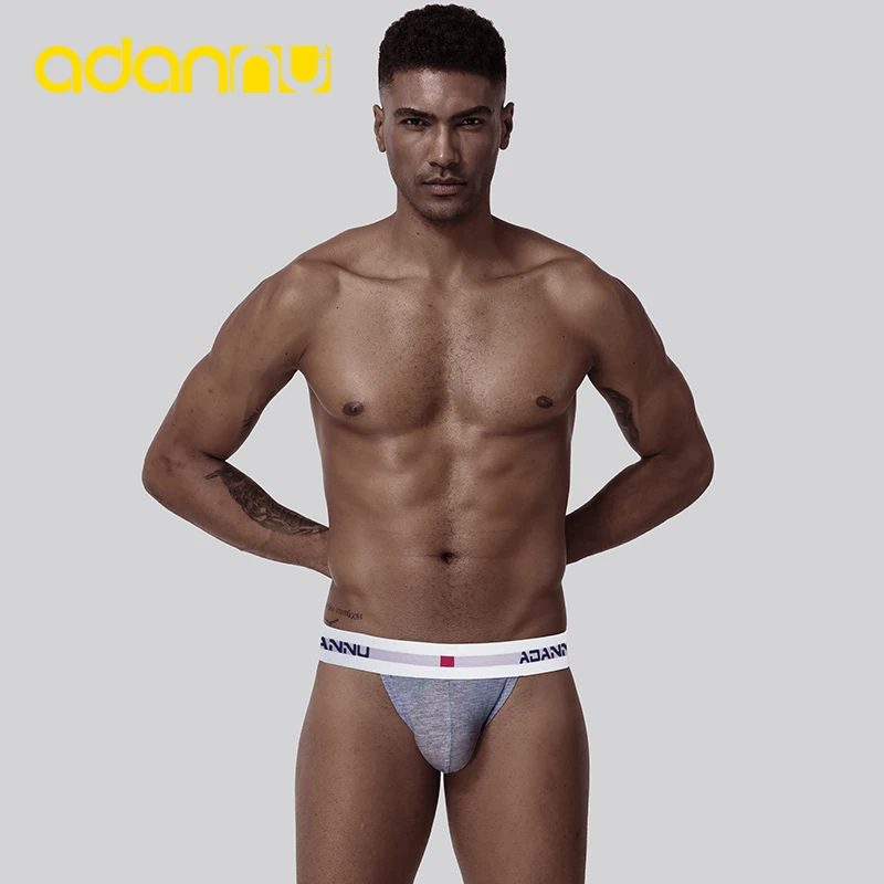 ADANNU Underwear Sexy Men Jockstrap Men Thong Cotton U Pouch Men Thong Male Panties Cueca Tanga Comfortable Underpants AD46