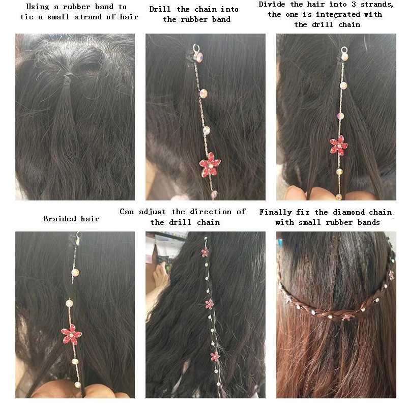 1PCS Fashion Beautiful Braid Hairpin Accessory Glitter Crystal Rhinestone Bridal Wedding Hair Extension