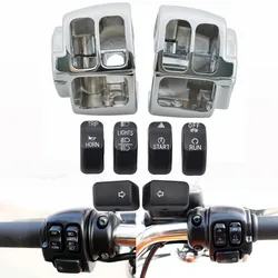 Motorcycle Handlebar Control Switch Housing Cover Switch Caps Kit For Harley VRSC Sportster XL XR Dyna Softail Slim FLHR FLHRC