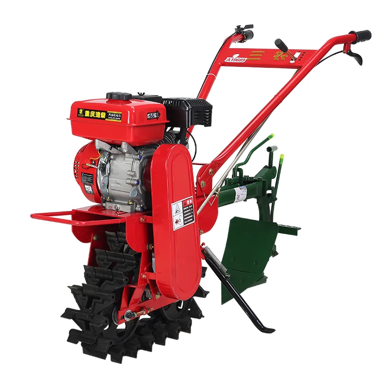 

176 Four-wheel drive micro-tiller for turning soil rotary tillage self-propelled diesel power crawler chain track micro-tiller