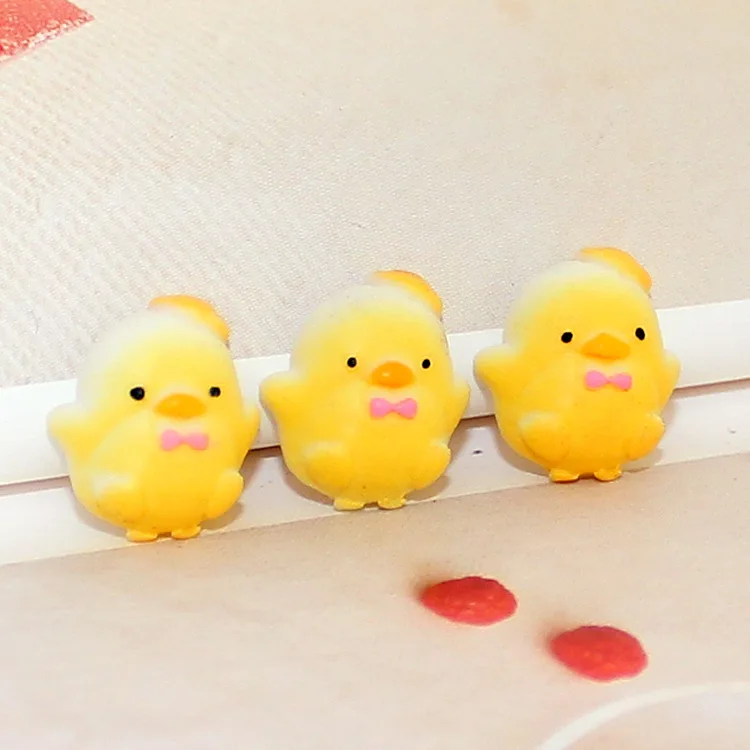 50pcs Resin Chick Charm Cabochon Pendants 20*15MM Resin Yellow Chick Flat Back DIY Jewelry Accessories Refrigerator Magnet