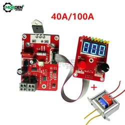 40A 100A Double Pulse Spot Welder Machine encoder Adjustable Time Current Display Contro Board AC 110V/220V to 9V Transformer