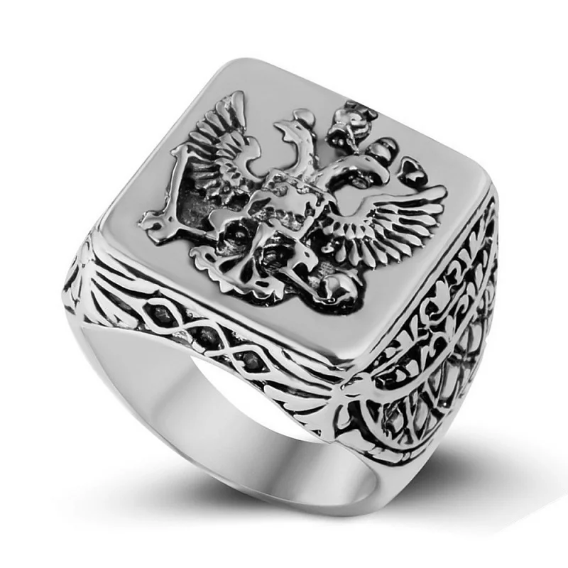 Fashion Men Signet Ring Empire Double Eagle Rings For Male Punk  Arms Of Big Ring For Men Best Gift