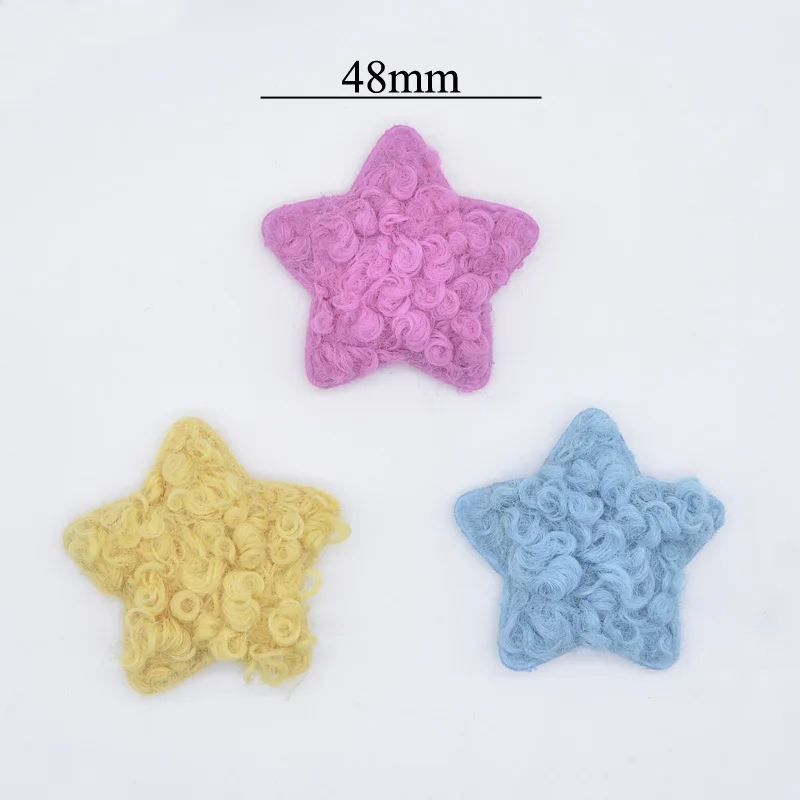 12Pcs Soft Curled Plush Padded Patches Star Appliques for Crafts Clothes Sewing Supplies DIY Headwear Hair Clips Accessories N06