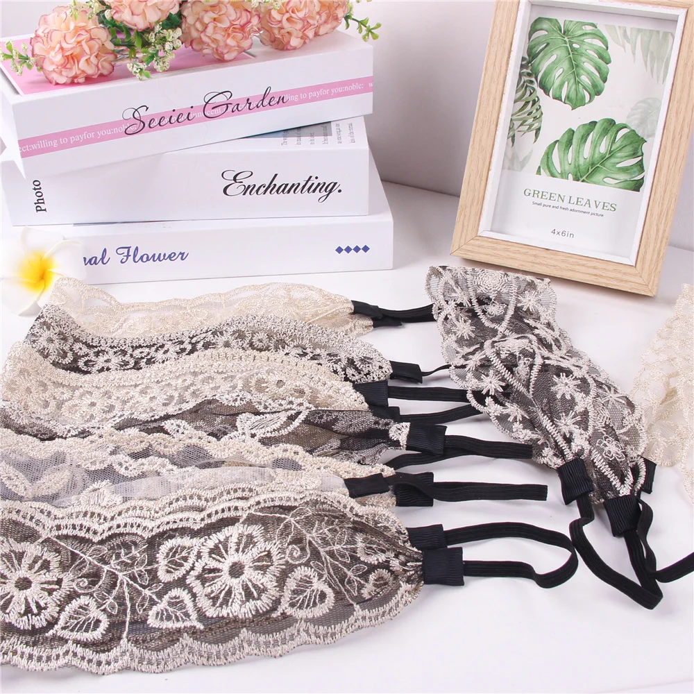 Candygirl New Lace Openwork Headband Silver Ribbon Hair Band Elastic Hair Rope Women Ornament Hair Accessories Headwear