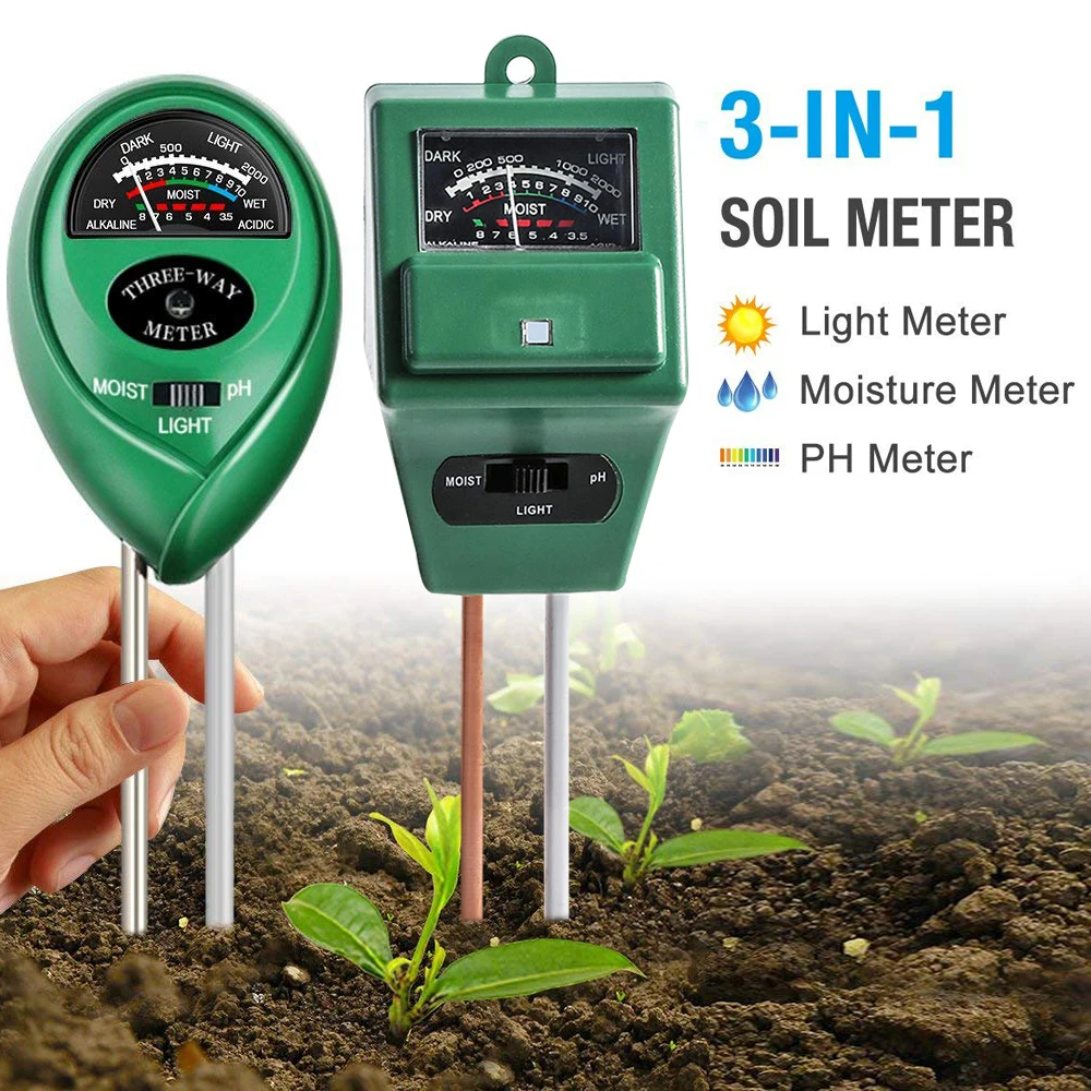 3in1 Soil PH Meter Sunlight Tester Garden Flowers Soil Moisture Sensor Meter Plants Acidity Humidity PH Monitor Detector Tool 30