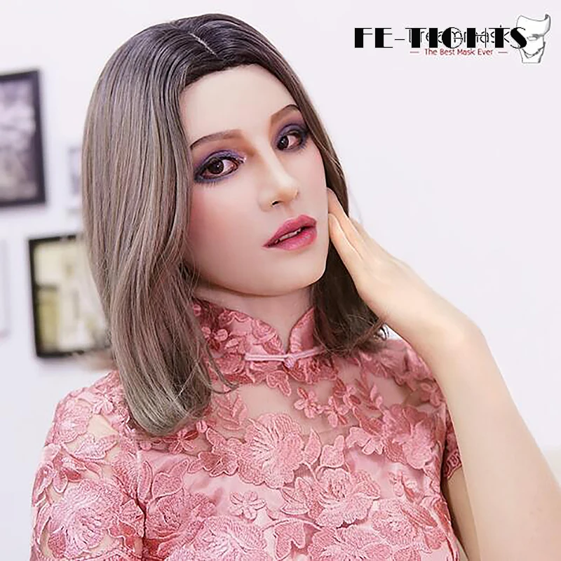 (M06A)Crossdress Full Head Realistic Silicone Transgender Female Cosplay Mask With Luxury Makeup Haena Neck Version Drag Queen