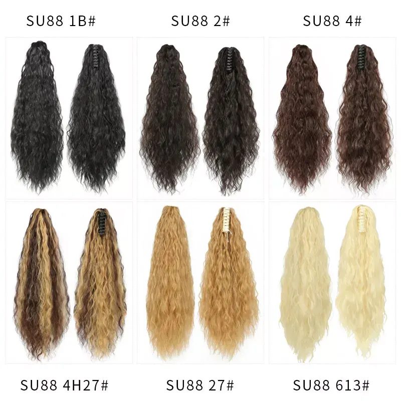 Afro Kinky Curly Synthetic Clip in Hair Extension Budabudabuda Drawstring Claw On Ponytails Natural Blonde Brown Fake Hairpieces