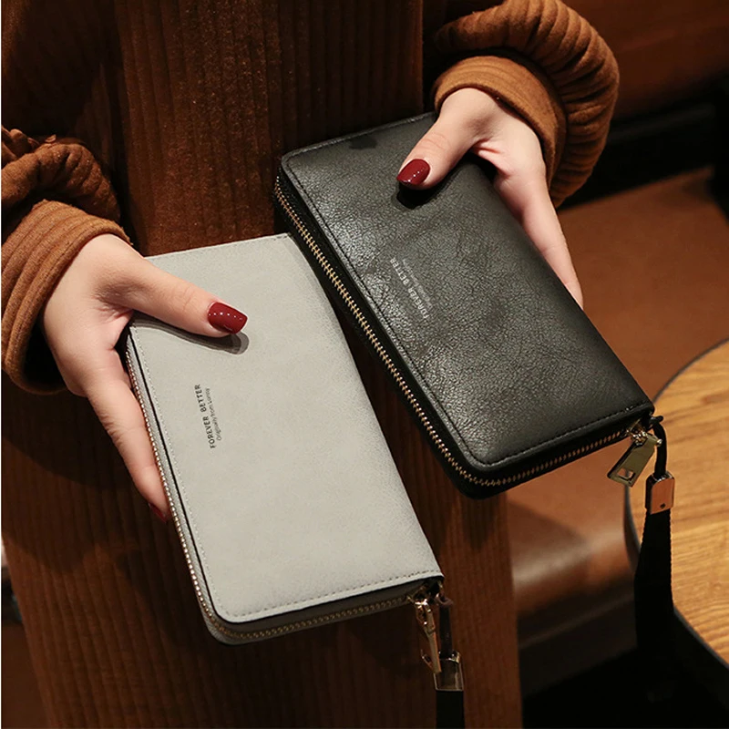 aliwood High Quality Long Leather Women\'s Wallet Clutch Zipper Coin Purse Money Clip Card Holder Phone Package Cartera femenina