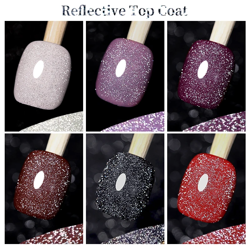 LILYCUTE 7ml Reflective Sparkling Nail Gel Polish Iridescent Glitter Effect Semi Permanent Soak Off UV Nails Art Gel