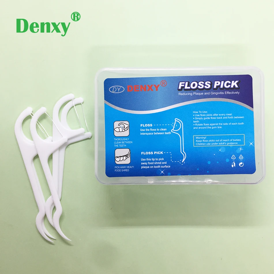 Denxy 5box Dental Floss Flosser Picks Teeth Toothpicks Stick Tooth Clean Oral Care  Interdental Brush Oral Hygiene Clean Wire