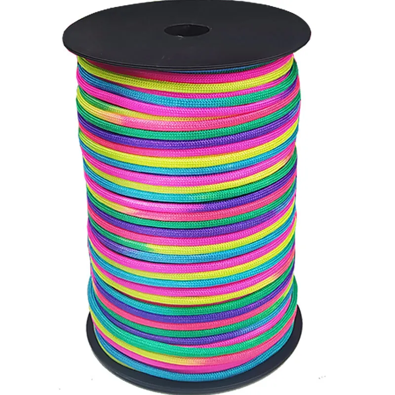 100M 4mm rainbow strip dye gradient 7 core paracord braccialetto per maglieria fai da te accessori per bracciali materiale cordino in corda da campeggio