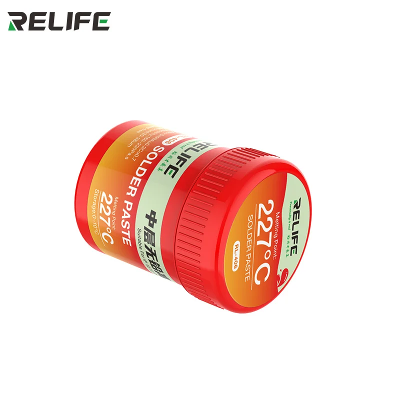 RELIFE RL- 406 227 ° Pasta de soldadura de alta temperatura sin plomo C, capa media, plantación de estaño para reparación de placa base de Iphone 12Pro Max