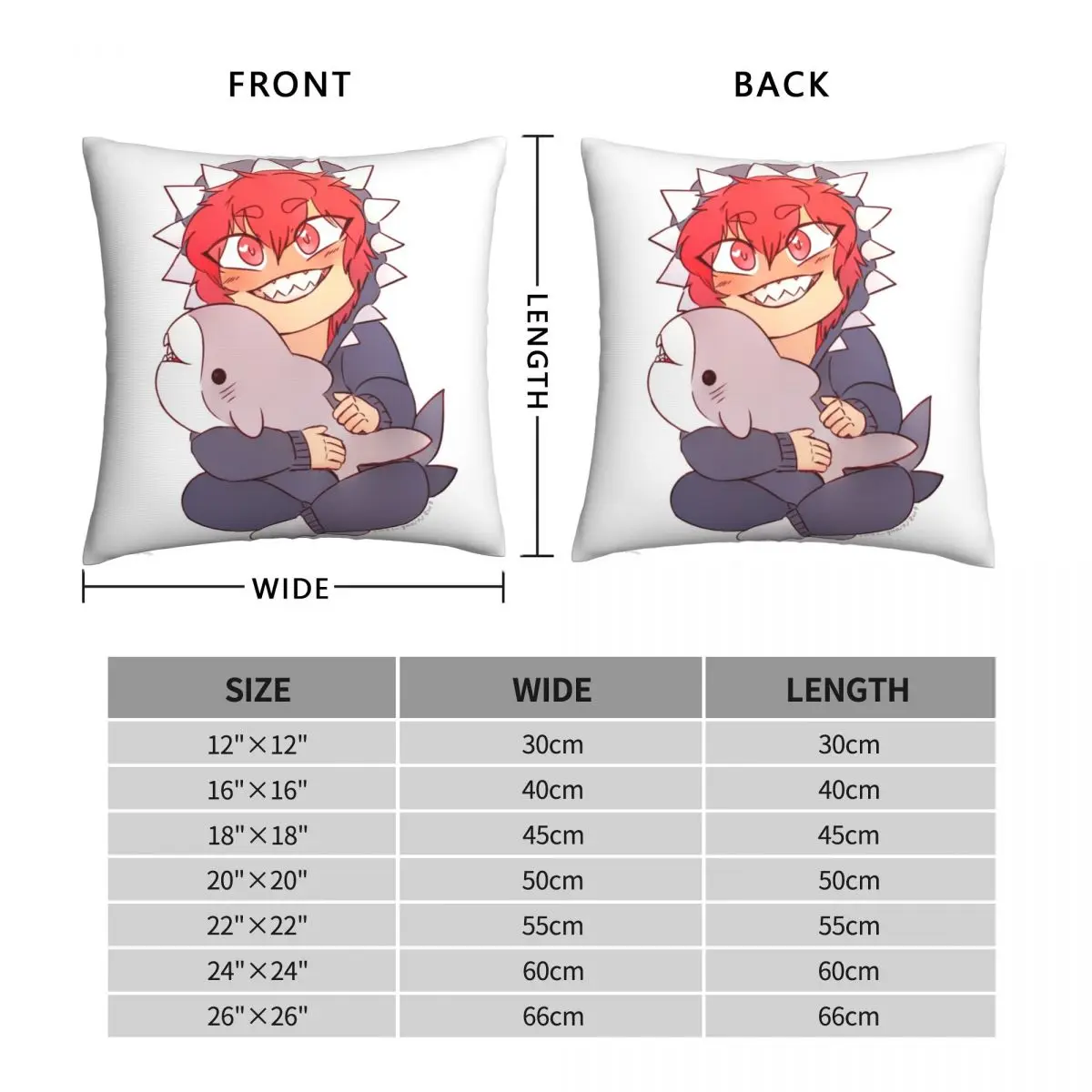 Bukkit Shark Onesie Rock Boi Art Square Pillowcase Polyester Linen Velvet Printed Zip Decor Room Cushion Cover Wholesale