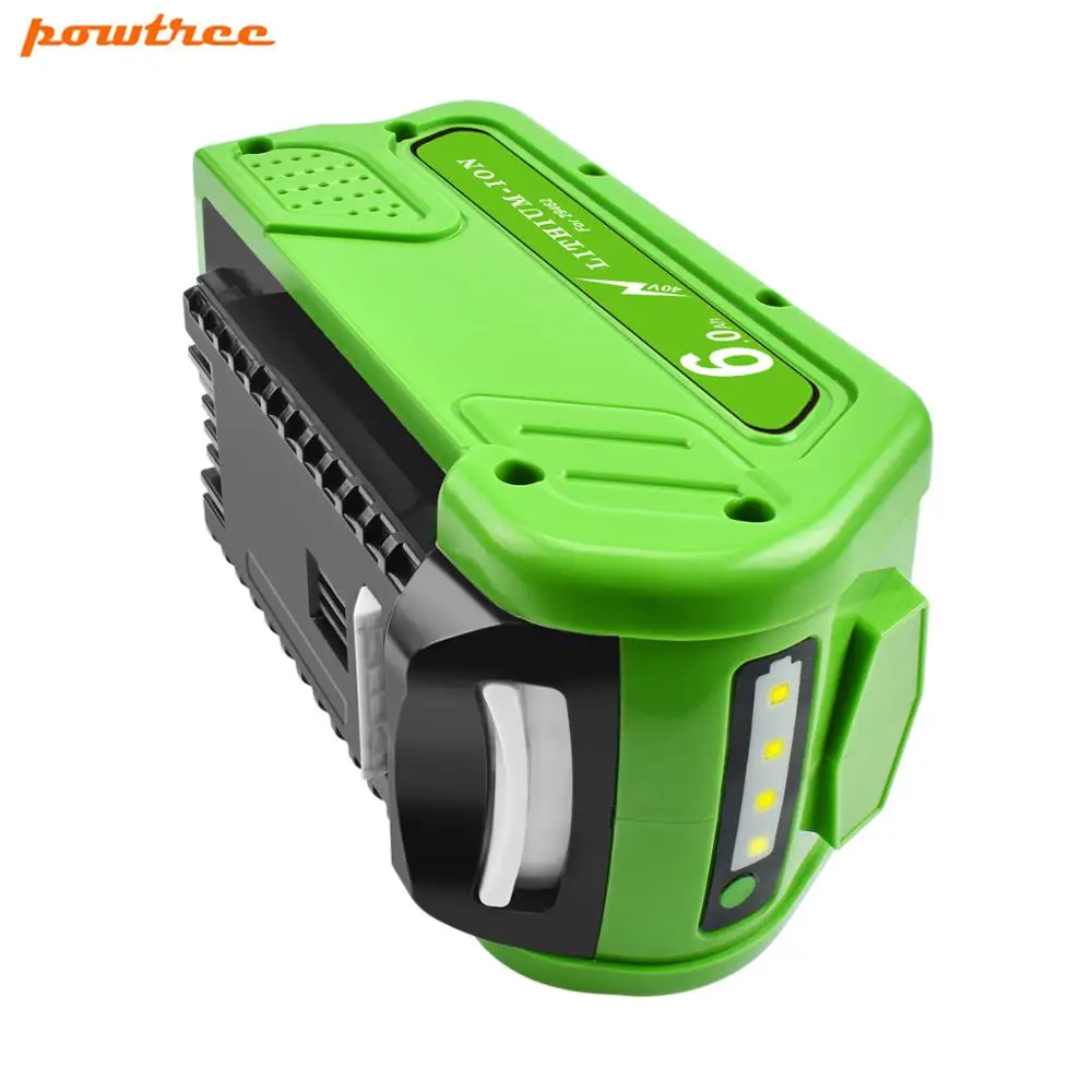 Powtree 40V 6.0Ah Pin Sạc Cho GreenWorks 29462 29472 29282G-MAX GMAX Thay Thế Máy Cắt Cỏ Dụng Cụ Điện pin