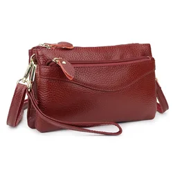 RanHuang New Arrive 2026 Women's Genuine Leather Messenger Bags High Quality Cow Leather Clutch Bags Mini Shoulder Bags Red B013