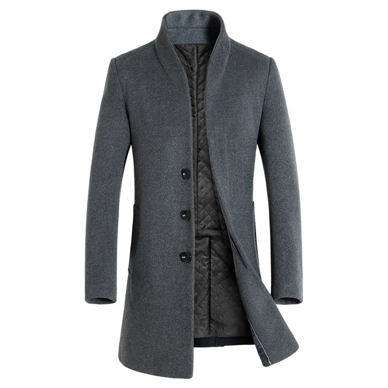 

Winter Men's Long Slim Woolen Coat Woolen Trench Coat