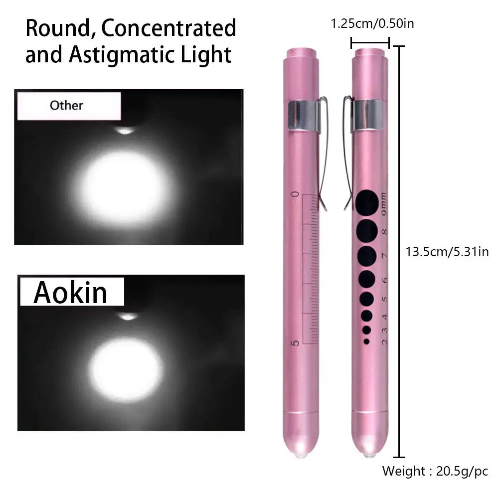 Portable LED Flashlight Reusable Medical First Aid Pen Light Torch Lamp With Pupil Gauge Measurement Doctor Nurse Diagnosis Pen