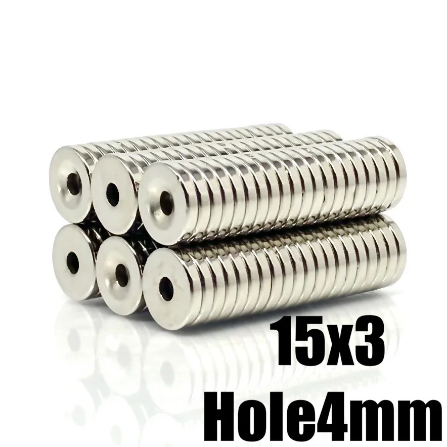 10~500PCS 15X3-4 mm Disc Ring Magnet 15X3 mm Hole 4mm Small Round Countersunk Magnets 15x3-4mm Neodymium Magnet 15*3-4 mm N35