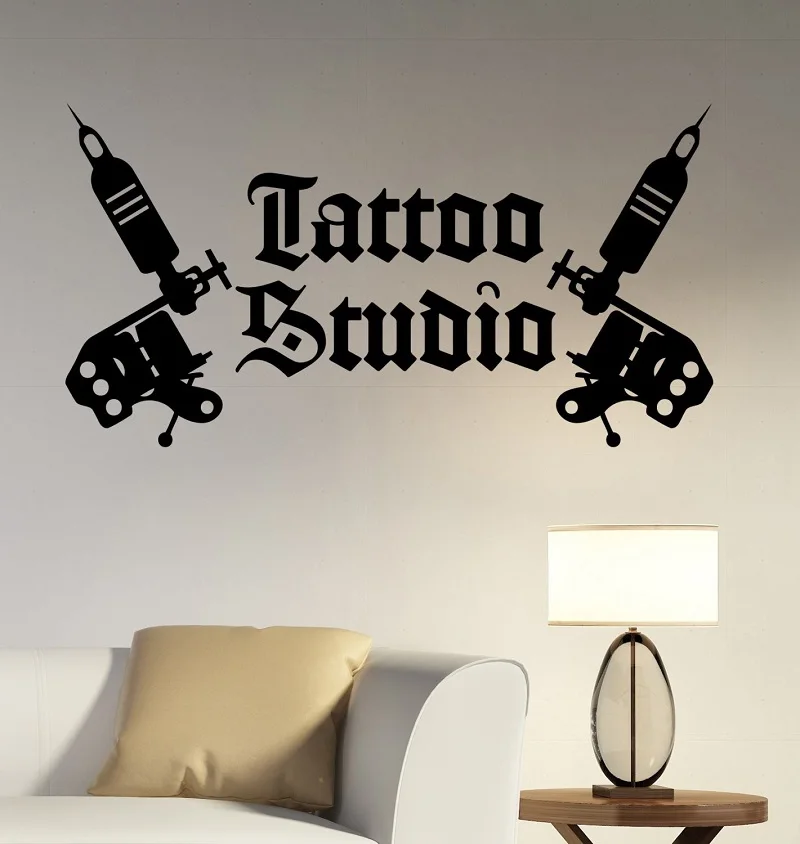 Tattoo Studio Logo Wall Stickers Machines Vinyl Decal Window Art Decorations Salon Room Decor