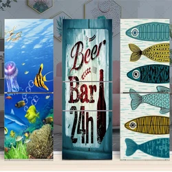 Ocean Fish Fridge Stickers 3D Refrigerator Wallpaper Vinyl Film Self-Adhesive Whole Door Cover Decor Kitchen Decal Poster Mural