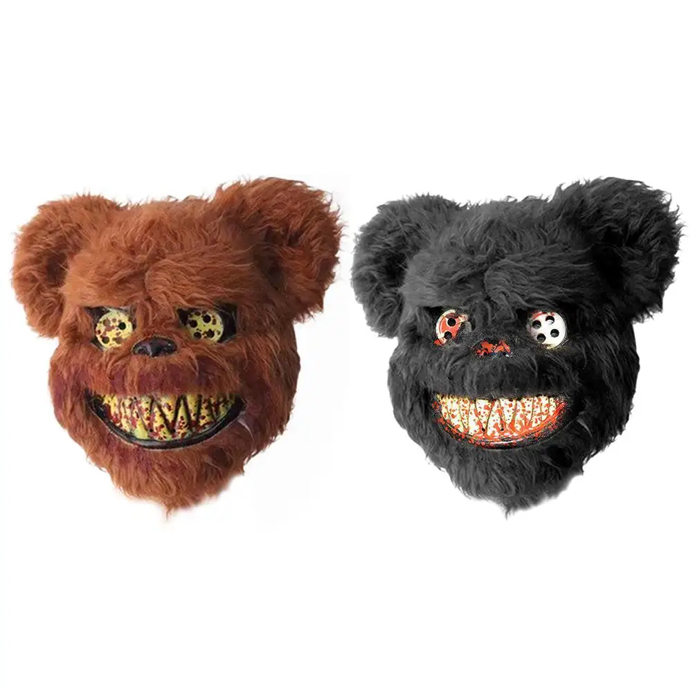 Halloween Mask Horror BloodyBear Masque Bloody Bunny Masks Scary Plush Props For Halloween Party Haunted House Decoration