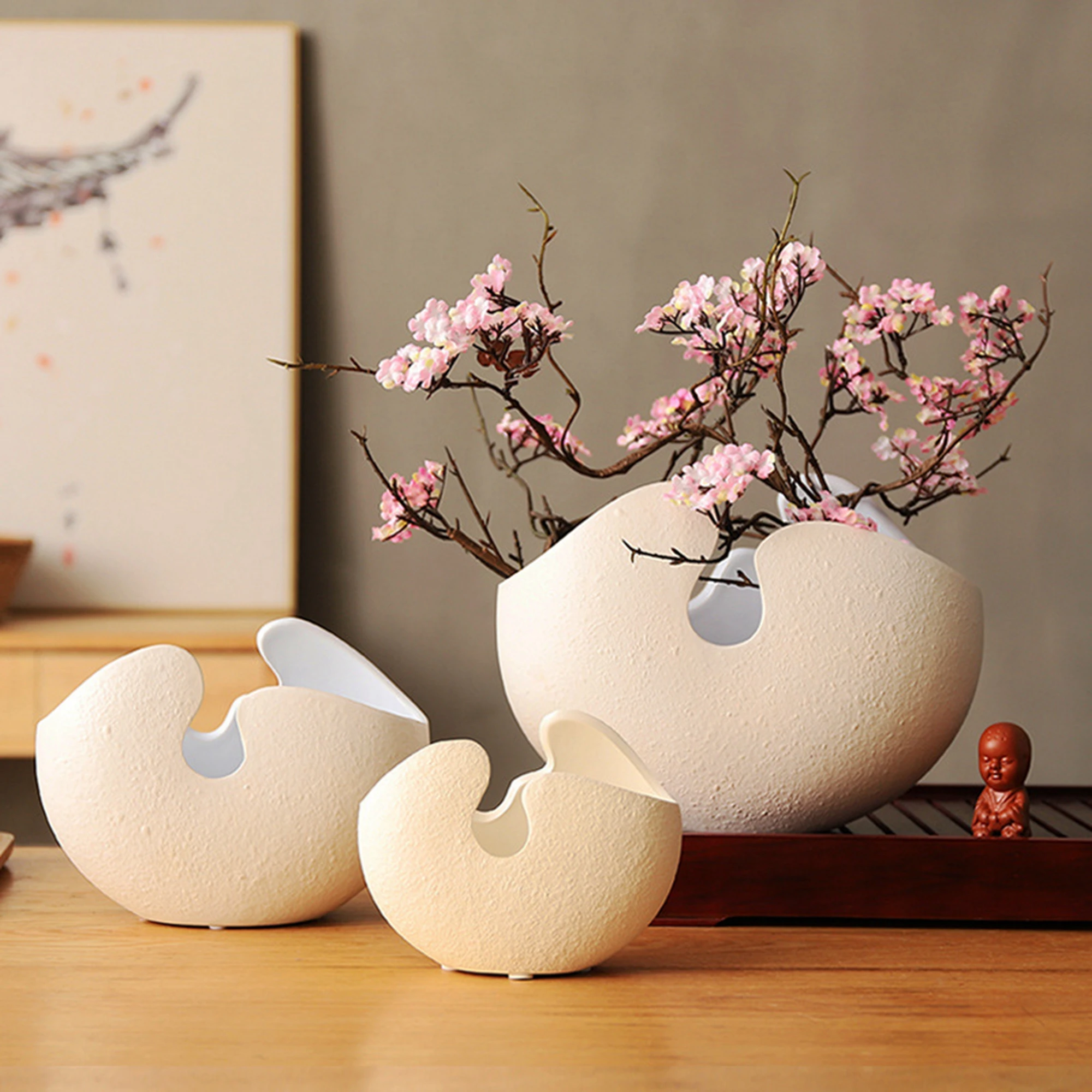 Imitation Eggshell Vase Creative Flower Ceramic vase Chinese crafts Porcelain Hydroponic Flower Pots Living Room Art Decoration