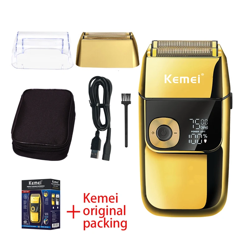 Kemei 2 in 1 Elektro rasierer Männer Elektro rasierer wiederauf ladbarer Bart rasierer schwimmender Haars ch neider Gesichts pflege Bart rasier maschine