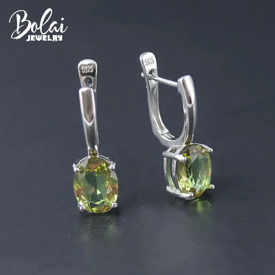 Bolai Color Changing Zultanite Earrings 925 Sterling Silver Green Oval 9*7mm Created Diaspore Crystal Jewelry Women's Girl Gift