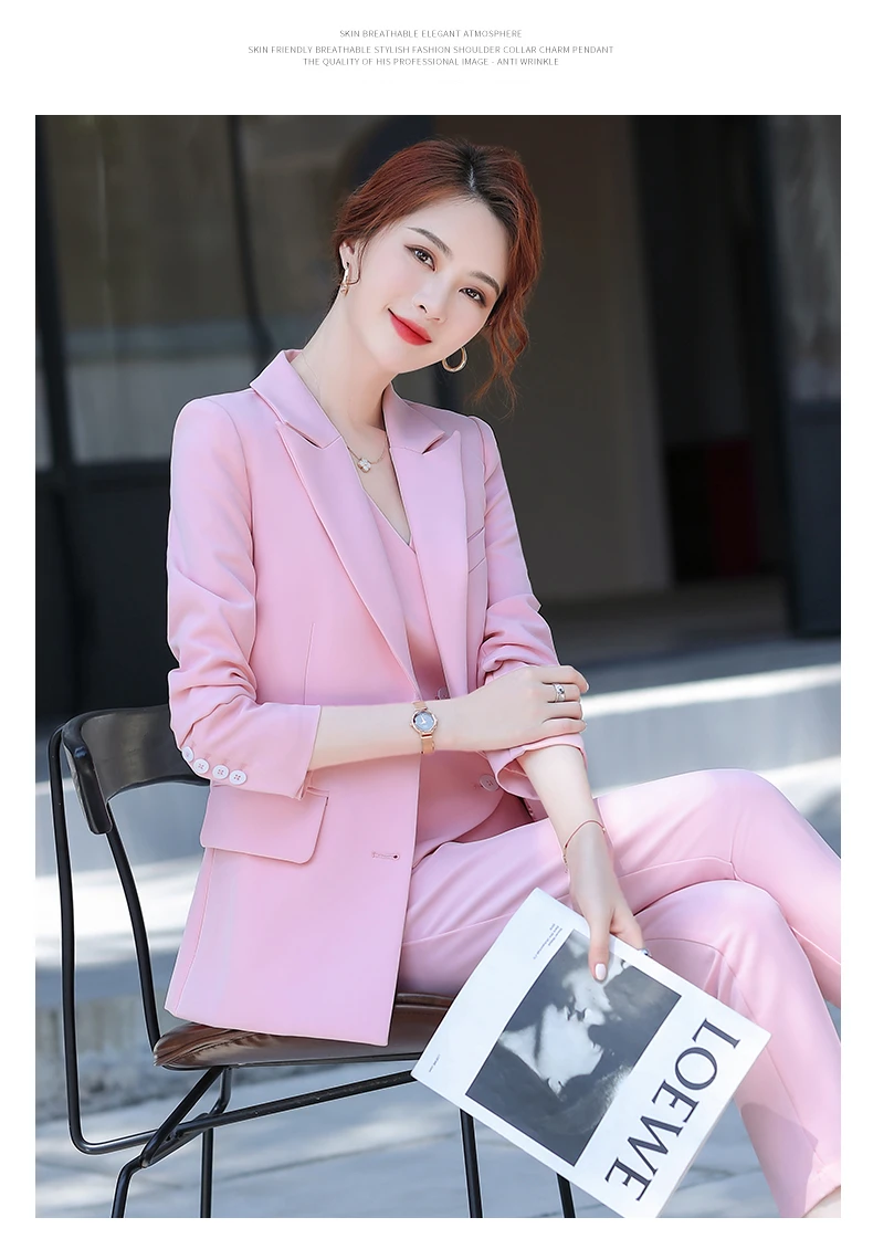 Formal Women Business Suits 3 Pieces Set with Jackets Coat and Vest and Pants Ladies Office Pantsuits Interview Clothes Blazers