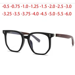 Wood Grain Myopia Glasses For Men and Women Spectacles Anti Blue Light Near Sight Eyewear Diopter -0.5 -0.75 To -6.0