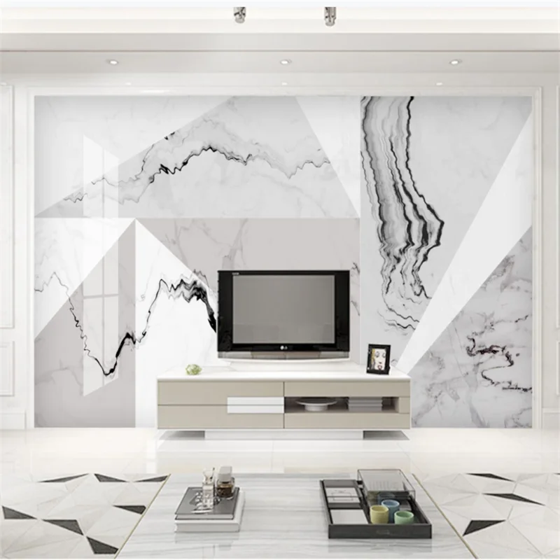 

wellyu Custom wallpaper 3d modern minimalist geometric creative jazz white marble background living room background wallpaper