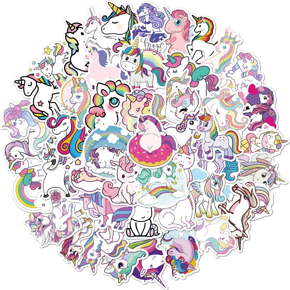 10/30/50/100PCS Cute Unicorn Cartoon Stickers DIY Motorcycle Laptop Phone Guitar Suitcase Fridge Kids Sticker Decal Wateroof Toy