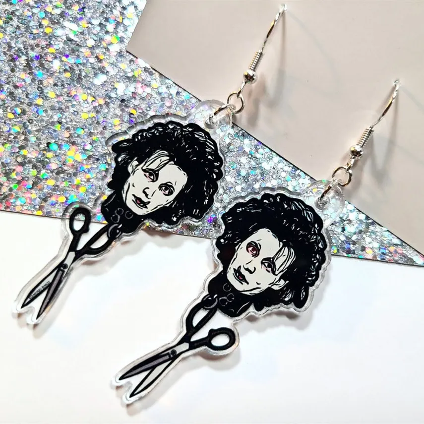 New Fashion Edward Scissors Acrylic Earrings Woman Cute Jewelry Personalized Gift for Her