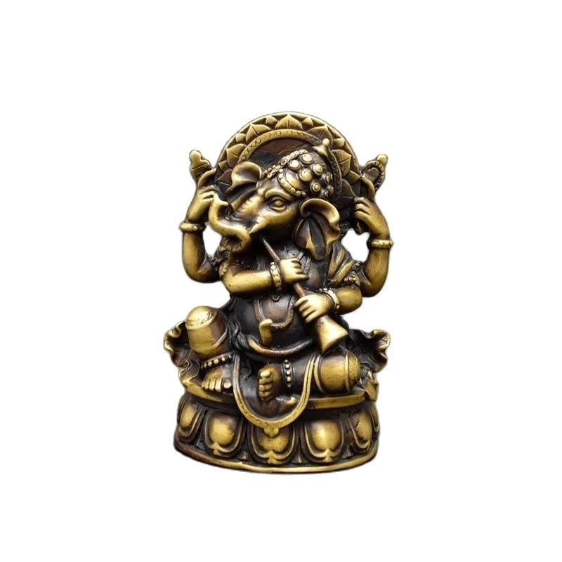 

Китайская латунная Бронзовая статуэтка moehome Ganesha Vighneshvara Будды, металлические поделки, украшения для дома